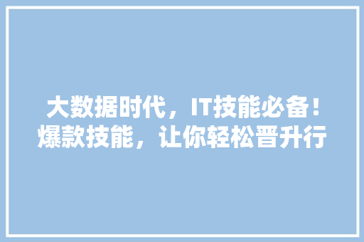 大数据时代，IT技能必备！爆款技能，让你轻松晋升行业高手！