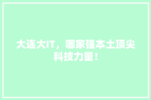 大连大IT，哪家强本土顶尖科技力量！