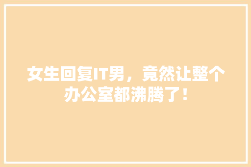 女生回复IT男，竟然让整个办公室都沸腾了！