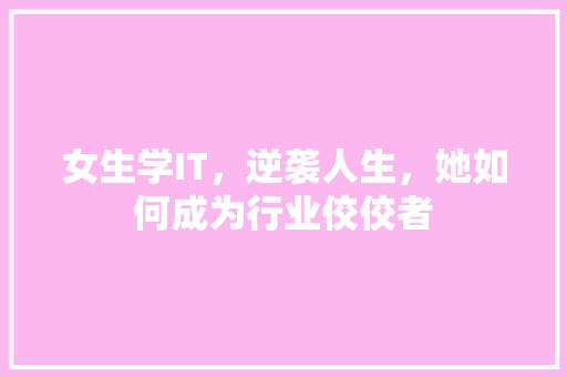 女生学IT，逆袭人生，她如何成为行业佼佼者