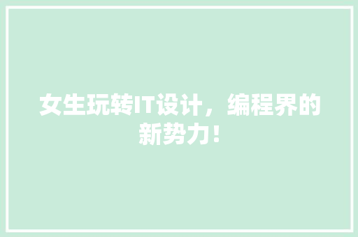女生玩转IT设计，编程界的新势力！