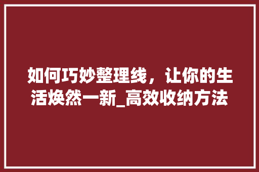 如何巧妙整理线，让你的生活焕然一新_高效收纳方法！