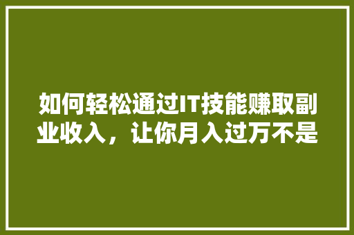 如何轻松通过IT技能赚取副业收入，让你月入过万不是梦