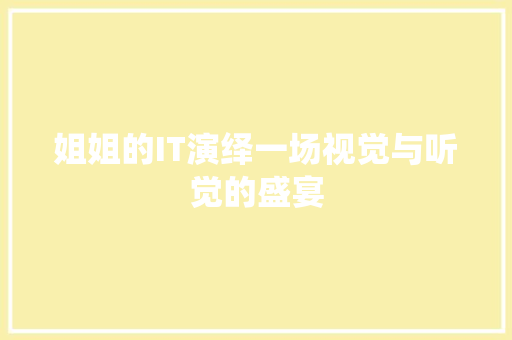 姐姐的IT演绎一场视觉与听觉的盛宴