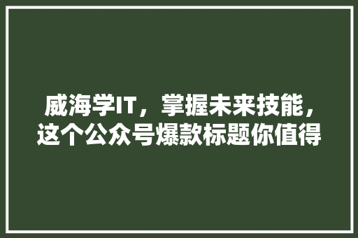 威海学IT，掌握未来技能，这个公众号爆款标题你值得拥有！
