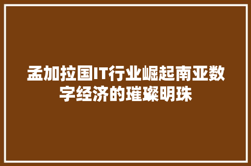 孟加拉国IT行业崛起南亚数字经济的璀璨明珠