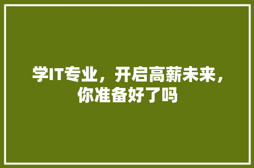 学IT专业，开启高薪未来，你准备好了吗