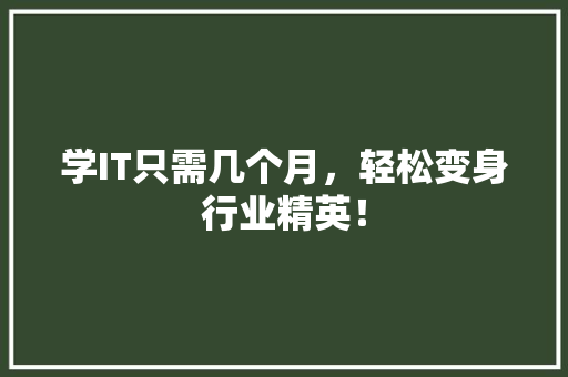 学IT只需几个月，轻松变身行业精英！