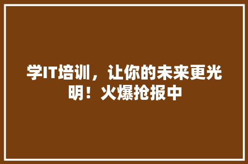 学IT培训，让你的未来更光明！火爆抢报中