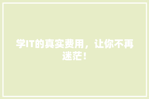 学IT的真实费用，让你不再迷茫！ GoogleSEO