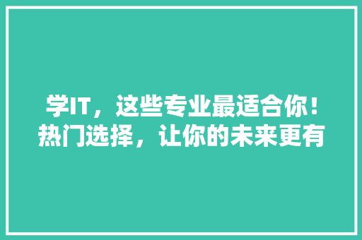 学IT，这些专业最适合你！热门选择，让你的未来更有前景！