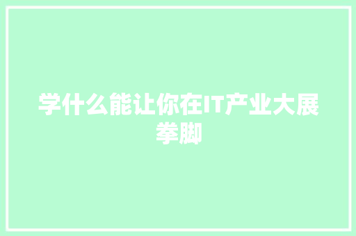 学什么能让你在IT产业大展拳脚