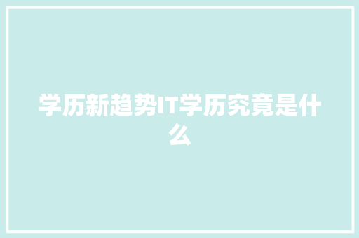 学历新趋势IT学历究竟是什么 必应SEO
