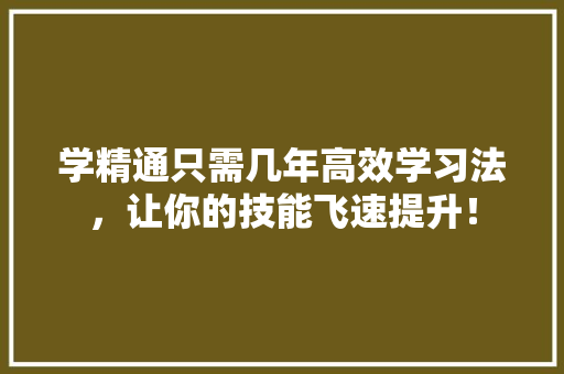 学精通只需几年高效学习法，让你的技能飞速提升！