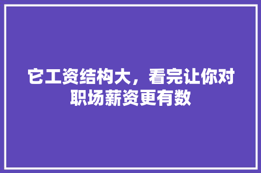 它工资结构大，看完让你对职场薪资更有数