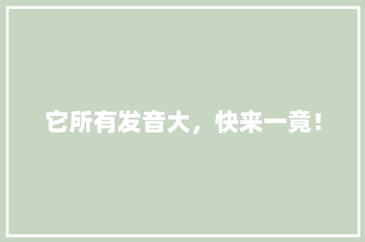 它所有发音大，快来一竟！