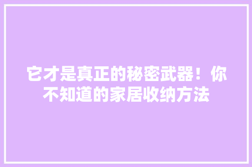 它才是真正的秘密武器！你不知道的家居收纳方法