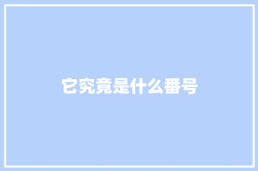 它究竟是什么番号