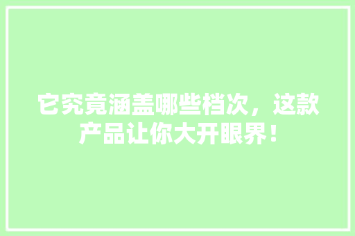 它究竟涵盖哪些档次，这款产品让你大开眼界！