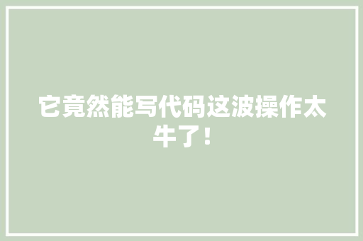 它竟然能写代码这波操作太牛了！