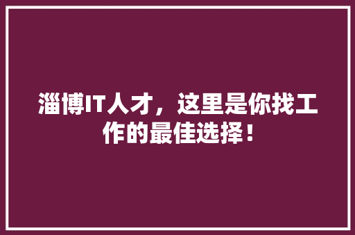 淄博IT人才，这里是你找工作的最佳选择！