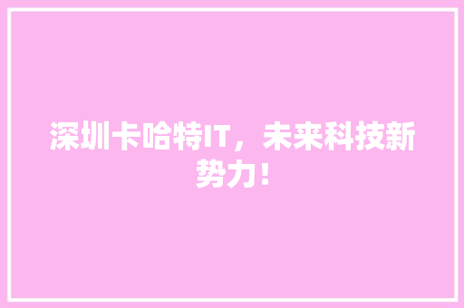 深圳卡哈特IT，未来科技新势力！