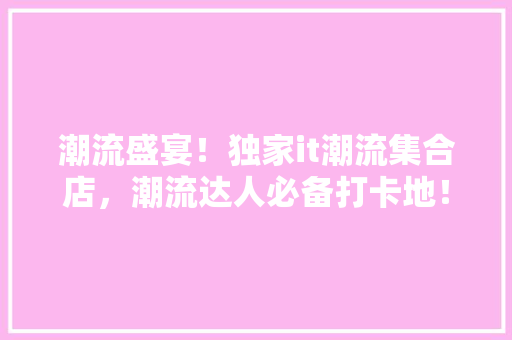 潮流盛宴！独家it潮流集合店，潮流达人必备打卡地！