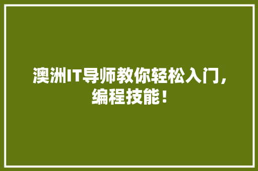 澳洲IT导师教你轻松入门，编程技能！