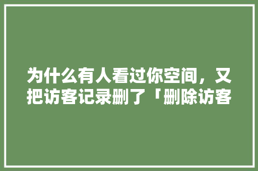 为什么有人看过你空间，又把访客记录删了「删除访客记录为什么需要黄钻」