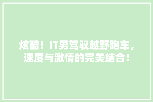 炫酷！IT男驾驭越野跑车，速度与激情的完美结合！