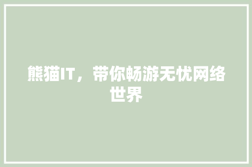 熊猫IT，带你畅游无忧网络世界