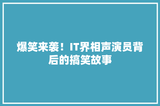 爆笑来袭！IT界相声演员背后的搞笑故事 百度SEO