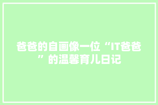 爸爸的自画像一位“IT爸爸”的温馨育儿日记 搜狗SEO