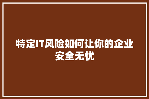 特定IT风险如何让你的企业安全无忧