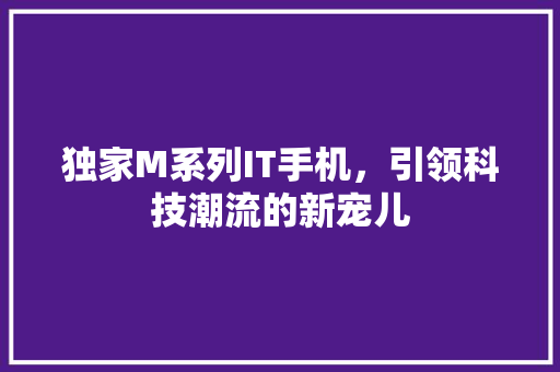 独家M系列IT手机，引领科技潮流的新宠儿