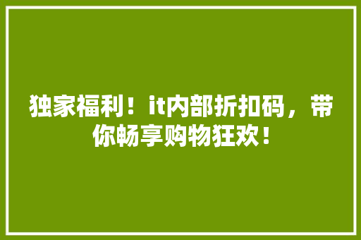 独家福利！it内部折扣码，带你畅享购物狂欢！