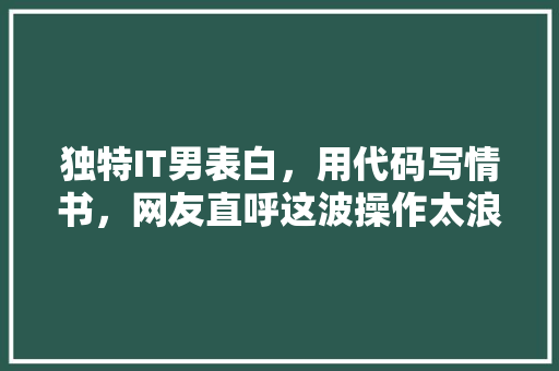 独特IT男表白，用代码写情书，网友直呼这波操作太浪漫了！