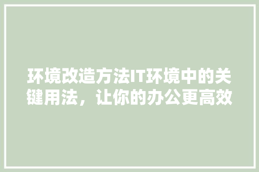 环境改造方法IT环境中的关键用法，让你的办公更高效！
