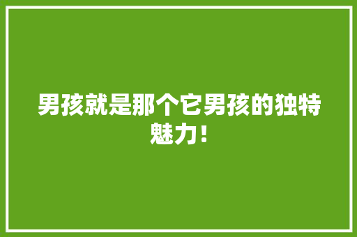 男孩就是那个它男孩的独特魅力！