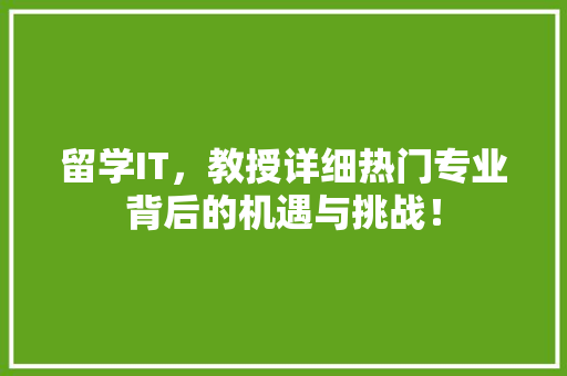 留学IT，教授详细热门专业背后的机遇与挑战！