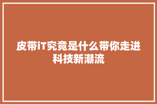 皮带iT究竟是什么带你走进科技新潮流