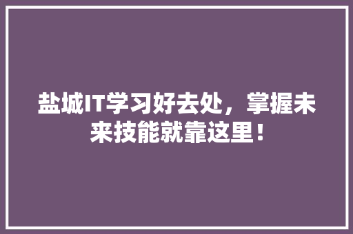 盐城IT学习好去处，掌握未来技能就靠这里！