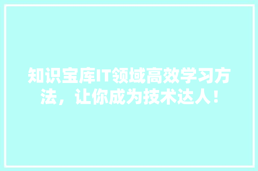 知识宝库IT领域高效学习方法，让你成为技术达人！