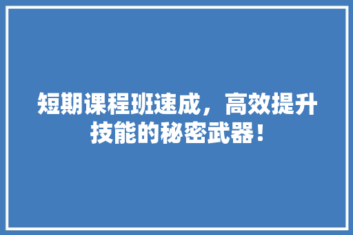 短期课程班速成，高效提升技能的秘密武器！