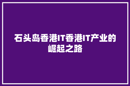石头岛香港IT香港IT产业的崛起之路