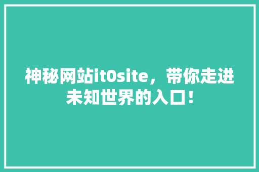 神秘网站it0site，带你走进未知世界的入口！
