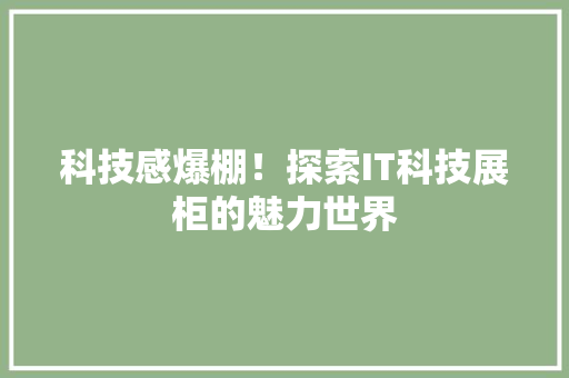 科技感爆棚！探索IT科技展柜的魅力世界 神马SEO