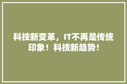 科技新变革，IT不再是传统印象！科技新趋势！ 神马SEO