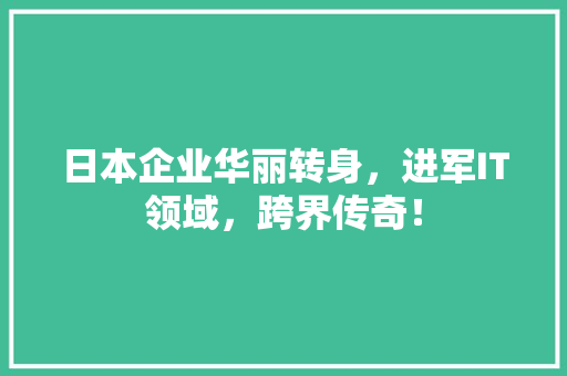日本企业华丽转身，进军IT领域，跨界传奇！