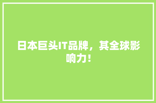 日本巨头IT品牌，其全球影响力！